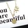 ZYHENG 14k Gold-Plated Titanium Steel Pony Queen Elizabeth Round Pendant Necklace, Fashion Sweater Chain Hip Hop Fashion Accessories