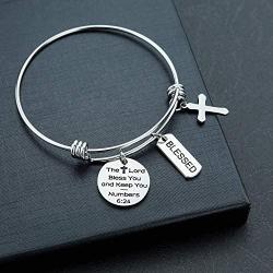 Religious Jewelry Christian Bracelet The Lord Bless You and Keep You - Numbers 6:24 Religious Jewelry Cross Bracelets for Women