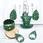 St.Patricks Day Jewelry Set for Women Shamrock Clover Print Faux Leather Earrings for Women Irish Green Bracelet Hat Shaped Keychain Holiday Jewelry