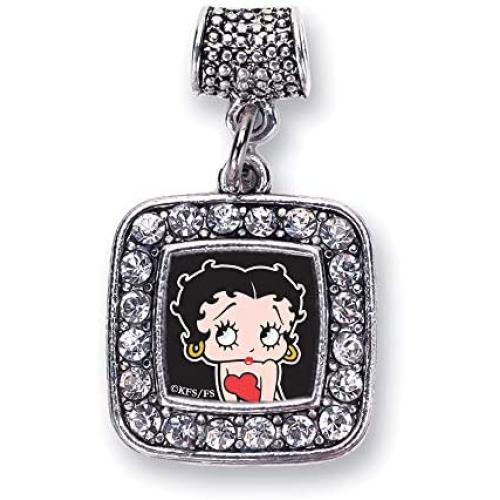 Inspired Silver - Silver Square Charm for Bracelet with Cubic Zirconia Jewelry