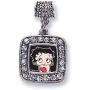 Inspired Silver - Silver Square Charm for Bracelet with Cubic Zirconia Jewelry