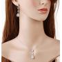 Wordless Love Teardrop Pear Shape CZ Necklace Pierced Earrings Women Wedding Jewelry Sets