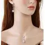 Wordless Love Teardrop Pear Shape CZ Necklace Pierced Earrings Women Wedding Jewelry Sets