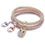 MEIDIJINGBEI 3PCS Gold/Silver/Rose Gold Corn Chain Crystal Charms Multilayer Bracelets for Women
