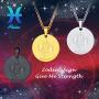 FaithHeart Customizable Astrology 12 Constellation Horoscope Necklace, Stainless Steel/18K Gold Plated Zodiac Star Sign Dog Tag/Coin Pendant Men Lucky Layered Charms for Women