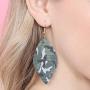 Bohemian Fun Print Leatherette Geometric Drop Earrings - Lightweight Pattern Faux Leather Feather, Petal Leaf, Tie Dye Teardrop, Floral, Leopard Camo Dangles