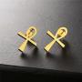 U7 Egyptian Jewelry Set Stainless Steel Ankh Cross or Queen Head Necklace Earrings Set for Women