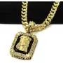 Mens Gold Plated Hip-Hop Iced Cz Black Ruby Jesus Face Pendant 5mm 24'' Cuban Chain Necklace D541 Mens Gold Plated Hip-Hop Iced Cz Black Ruby Jesus Face Pendant 5mm 24'' Cuban Chain Necklace D541