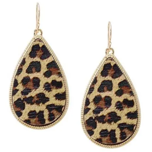 Bonaluna Boho Printed on Wood Teardrop Statement Earrings Bonaluna Boho Printed on Wood Teardrop Statement Earrings
