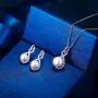 EleQueen 925 Sterling Silver CZ AAA Button Cream Freshwater Cultured Pearl Bridal Jewelry Necklace Earrings Set Ivory EleQueen 925 Sterling Silver CZ AAA Button Cream Freshwater Cultured Pearl Bridal Jewelry Necklace Earrings Set Ivory