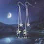 Sllaiss 925 Sterling Silver Austria Crystals Blue Star Drop Dangle Earrings for Women 18K Platinum Plated Aurora Crystal Jewelry Star Tassel Earrings