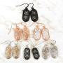 Moroccan Filigree Geometric Drop Earrings - Bohemian Metallic Cutout Hook Lightweight Dangles Flower Petal Leaf/Teardrop/Scallop/Circle/Quatrefoil