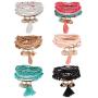 Thunaraz 4-6Pcs Multi Layered Beaded Bracelets for Women Stackable Bracelet Sets Bohemian Tassel Charm Bangle Coin Pendant Christmas Valentine Colorful Women Jewelry Set