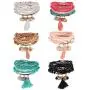 Thunaraz 4-6Pcs Multi Layered Beaded Bracelets for Women Stackable Bracelet Sets Bohemian Tassel Charm Bangle Coin Pendant Christmas Valentine Colorful Women Jewelry Set