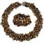 Large Wide Color Gemstone Chips Cluster Multi Strand Statement Bib Collar Necklace Stretch Bracelet Bangle Cuff Jewelry Set for Women