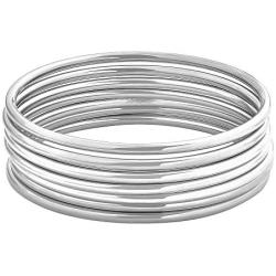 Edforce Stainless Steel Glossy Thin Round Bangle Bracelet Set for Women, Set of 7