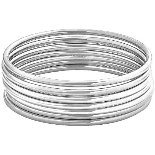 Edforce Stainless Steel Glossy Thin Round Bangle Bracelet Set for Women, Set of 7 Edforce Stainless Steel Glossy Thin Round Bangle Bracelet Set for Women, Set of 7