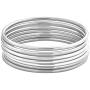 Edforce Stainless Steel Glossy Thin Round Bangle Bracelet Set for Women, Set of 7
