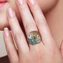 Santuzza Cushion Ring 925 Sterling Silver Green Spinel White Nano Cubic Zirconia Rings Jewelry For Women