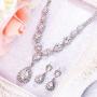 BriLove Womens Wedding Bridal CZ Crystal Teardrop Infinity Y-Necklace Dangle Earrings Set