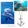 CUOKA MIRACLE Anchor Necklace with Blue Opal Dolphin Pendant Navy Sailor Dolphin Necklace Nautical Jewelry Anchor Jewelry for Women Birthday Best Friend