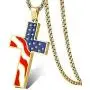 Hahafash American USA Flag Cross Day Gift Stainless Steel Patriotic Cross Religious Pendant Necklace Jewelry for Men Women Hahafash American USA Flag Cross Day Gift Stainless Steel Patriotic Cross Religious Pendant Necklace Jewelry for Men Women