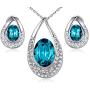 [Presented by Miss New York] Leafael''Angels Teardrop'' Made with Premium Crystals Blue Zircon Jewelry Set Earrings Necklace, 18'' +2'', Nickel/Lead/Allergy Free, Luxury Gift Box