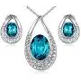 [Presented by Miss New York] Leafael''Angels Teardrop'' Made with Premium Crystals Blue Zircon Jewelry Set Earrings Necklace, 18'' +2'', Nickel/Lead/Allergy Free, Luxury Gift Box