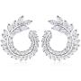 18ct Gold Plated Ladies Earrings.Designer Style Ladies Earrings with white crystal. Womens Jewelry. (TRUDY)