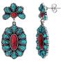 Cowlyn Turquoise Earring Green Bohemian Style Flowers Dangle Drop Exaggerated Retro Ladies 925 Silver Handmade Valentine Women Jewelry