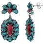 Cowlyn Turquoise Earring Green Bohemian Style Flowers Dangle Drop Exaggerated Retro Ladies 925 Silver Handmade Valentine Women Jewelry