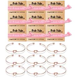Bridesmaid bracelets-Ikooo 5 pcs Love Knot Open Bangle With Bride Tribe Hair tie for Best Friend, BFF of the Bride wedding Gift
