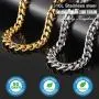 Jewelry Kingdom 1 Cuban Chain Necklace or Bracelet Silver 15MM Chunky Heavy Stainless Steel Miami Curb Link Jewelry 8-30 inch