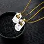 Fashion Ahead 2pcs Couple Necklaces Gold Crown Tag Her King and His Queen Pendant Necklaces Stainless Steel Matching Set Jewelry Gifts