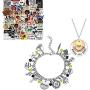 Finduat 50 Pcs Broadway Hamilton Musical Sticker, 2 Pcs Not Throwing Away My Shot Necklace and Broadway Hamilton Musical Theme Charm Bracelet Necklace Set for Teen Girls Jewelry