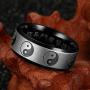 Jakob Miller Stainless Steel Yin Yang Ring Chinese Taoist Nine Syllable Mantra Ring Matted Finshed Tai Chi Band Yin and Yang Ring, Size 5-12