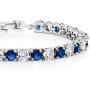 Gem Stone King Sparkling 7 Inch Blue and White Round Cubic Zirconia Tennis Bracelet