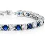 Gem Stone King Sparkling 7 Inch Blue and White Round Cubic Zirconia Tennis Bracelet