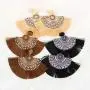 Bohemian Fan Fringe Thread Tassel Drop Earrings - Statement Half Circle, Clover Leatherette, Flower, Quatrefoil Chandelier Dangles Bohemian Fan Fringe Thread Tassel Drop Earrings - Statement Half Circle, Clover Leatherette, Flower, Quatrefoil Chandelier Dangles