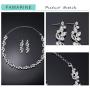 FAMARINE Silver Bridal Jewelry Set, Clear Crystal Wedding Drop Earringsnd Necklace for Bride Bridesmaid