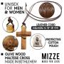 Solid Olive Wood Maltese Cross Pendant on 32'' Adjustable Leather Necklace for Men & Women - Bronze Brown or Black Leather Cord - Christian Spiritual Gift