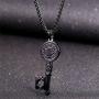 U7 Ward Off Evil Exorcism Jewelry Stainless Steel/Black / 18K Gold Plated Saint Benedict Medal Design Key Pendant Necklace