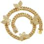 QNNY 12mm Butterfly Bracelet Necklace for Men Women 8 18 20 24 Inch Cuban Chain Link 18K Gold Plated Iced Out Miami Hip Hop Jewelry
