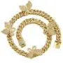 QNNY 12mm Butterfly Bracelet Necklace for Men Women 8 18 20 24 Inch Cuban Chain Link 18K Gold Plated Iced Out Miami Hip Hop Jewelry
