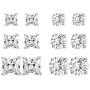 6 Pairs 18K Gold Plated Cubic Zirconia Stud Earrings Set Princess Round Clear Sparkling CZ Hypoallergenic Jwerlry for Women Men