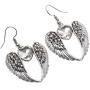 Womens Guardian Angel Wings Heart Dangle Drop Earrings Biker Jewelry