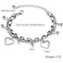 Jude Jewelers Stainless Steel Heart Charm Box Chain Adjustable Size Strand Bracelet