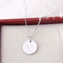 Cerylle 925 Sterling Silver Small Initial 26 Alphabet Charm Pendants for Necklace Bracelet Making, Design Round Disc Engraved Letter Personalized Pendants for Gifts for Women