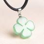 iSTONE Four Leaf Clover Necklace,Made with Green Aventurine Jade for Faith Hope Love and Luck 16 Inch Rope Chain