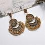 Amvie Antique Bohemian Earrings for Women Ethnic Brocade Mexico Gypsy Engraved Lotus Hook Dangle Earrings for Girls